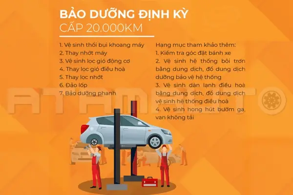 Các Bước Bảo Dưỡng Xe Ô Tô 20,000km